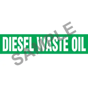 Diesel Waste Oil Pipe Marker - ASME/ANSI - Self-Stick, Vinyl, 1" x 8", Green Main Image