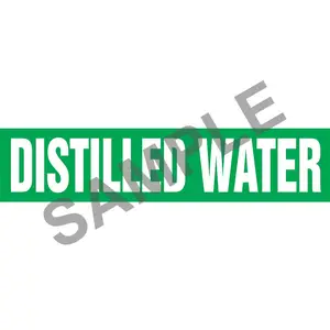 Distilled Water Pipe Marker - ASME/ANSI - Self-Stick, Vinyl, 1" x 8", Green Main Image