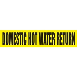 Domestic Hot Water Return Pipe Marker - ASME/ANSI - Self-Stick, Vinyl, 1.5" x 8", Yellow Main Image