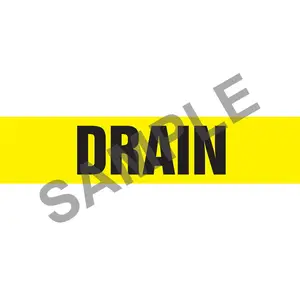 Drain Pipe Marker - ASME/ANSI - Self-Stick, Vinyl, 1.5" x 8", Yellow Main Image