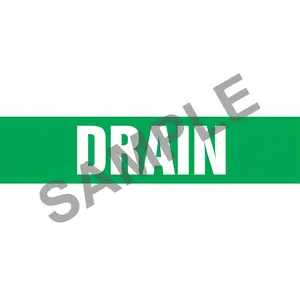 Drain Pipe Marker - ASME/ANSI - Self-Stick, Vinyl, 1.5" x 8", Green Main Image