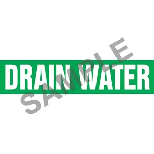 Drain Water Pipe Marker - ASME/ANSI - Self-Stick, Vinyl, 1" x 8", Green Main Image