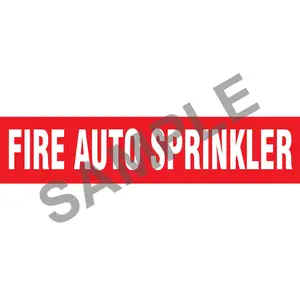 Fire Auto Sprinklers Pipe Marker - ASME/ANSI - Self-Stick, Vinyl, 1.5" x 8", Red Main Image