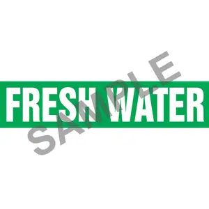 Fresh Water Pipe Marker - ASME/ANSI - Self-Stick, Vinyl, 1" x 8", Green Main Image