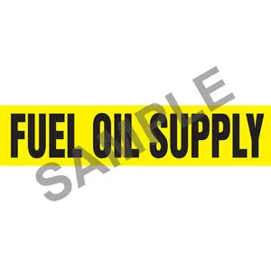 Fuel Oil Supply Pipe Marker - ASME/ANSI - Self-Stick, Vinyl, 1.5" x 8", Yellow Main Image