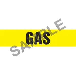 Gas Pipe Marker - ASME/ANSI - Self-Stick, Vinyl, 1" x 8", Yellow Main Image