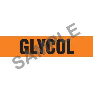 Glycol Pipe Marker - ASME/ANSI - Self-Stick, Vinyl, 1" x 8", Orange Main Image