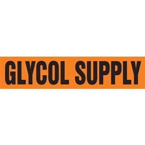 Glycol Supply Pipe Marker - ASME/ANSI - Self-Stick, Vinyl, 2.5" x 12", Orange Main Image