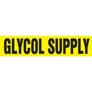 Glycol Supply Pipe Marker - ASME/ANSI - Self-Stick, Vinyl, 2.5" x 12", Yellow Main Image