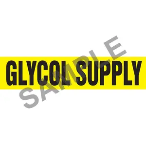 Glycol Supply Pipe Marker - ASME/ANSI - Self-Stick, Vinyl, 2.5" x 12", Yellow Main Image