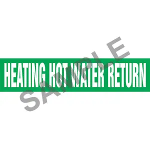 Heating Hot Water Return Pipe Marker - ASME/ANSI - Self-Stick, Vinyl, 2.5" x 12", Green Main Image