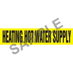 Heating Hot Water Supply Pipe Marker - ASME/ANSI - Self-Stick, Vinyl, 2.5" x 12", Yellow Main Image