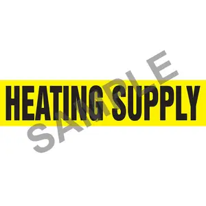 Heating Supply Pipe Marker - ASME/ANSI - Self-Stick, Vinyl, 2.5" x 12", Yellow Main Image