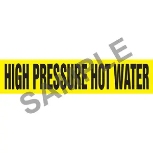 High Pressure Hot Water Pipe Marker - ASME/ANSI - Self-Stick, Vinyl, 1" x 8", Yellow Main Image