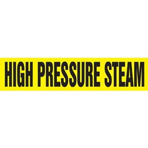 High Pressure Steam Pipe Marker - ASME/ANSI - Self-Stick, Vinyl, 4" x 24", Yellow Main Image