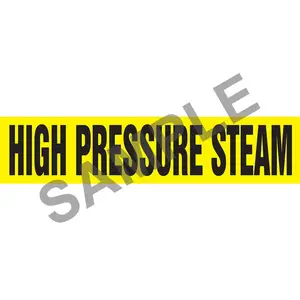 High Pressure Steam Pipe Marker - ASME/ANSI - Self-Stick, Vinyl, 4" x 24", Yellow Main Image