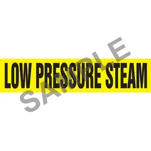 Low Pressure Steam Pipe Marker - ASME/ANSI - Self-Stick, Vinyl, 1" x 8", Yellow Main Image