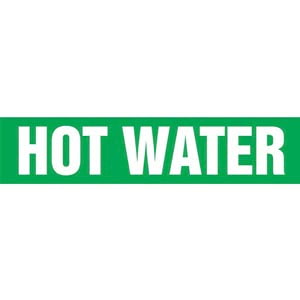 Hot Water Pipe Marker - ASME/ANSI - Self-Stick, Vinyl, 1" x 8", Green Main Image