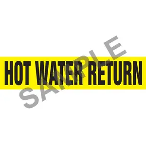 Hot Water Return Pipe Marker - ASME/ANSI - Self-Stick, Vinyl, 1.5" x 8", Yellow Main Image
