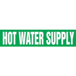 Hot Water Supply Pipe Marker - ASME/ANSI - Self-Stick, Vinyl, 2.5" x 12", Green Main Image