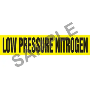 Low Pressure Nitrogen Pipe Marker - ASME/ANSI - Self-Stick, Vinyl, 1" x 8", Yellow Main Image
