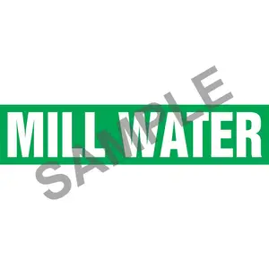Mill Water Pipe Marker - ASME/ANSI - Self-Stick, Vinyl, 1.5" x 8", Green Main Image