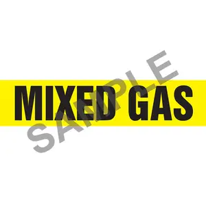 Mixed Gas Pipe Marker - ASME/ANSI - Self-Stick, Vinyl, 1" x 8", Yellow Main Image