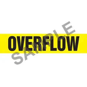 Overflow Pipe Marker - ASME/ANSI - Self-Stick, Vinyl, 1.5" x 8", Yellow Main Image