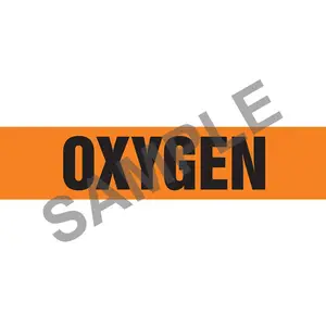 Oxygen Pipe Marker - ASME/ANSI - Self-Stick, Vinyl, 1" x 8", Orange Main Image