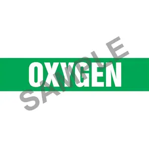 Oxygen Pipe Marker - ASME/ANSI - Self-Stick, Vinyl, 1.5" x 8", Green Main Image