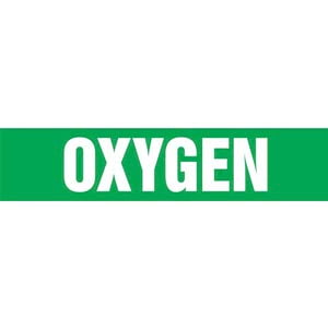 Oxygen Pipe Marker - ASME/ANSI - Self-Stick, Vinyl, 4" x 24", Green Main Image
