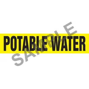 Potable Water Pipe Marker - ASME/ANSI - Self-Stick, Vinyl, 2.5" x 12", Yellow Main Image