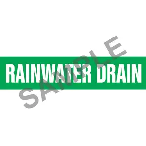 Rain Water Drain Pipe Marker - ASME/ANSI - Self-Stick, Vinyl, 2.5" x 12", Green Main Image