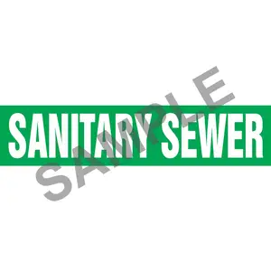 Sanitary Sewer Pipe Marker - ASME/ANSI - Self-Stick, Vinyl, 2.5" x 12", Green Main Image