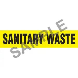 Sanitary Waste Pipe Marker - ASME/ANSI - Self-Stick, Vinyl, 2.5" x 12", Yellow Main Image