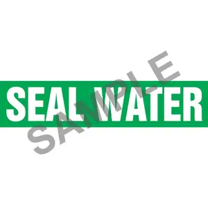 Seal Water Pipe Marker - ASME/ANSI - Self-Stick, Vinyl, 1" x 8", Green Main Image