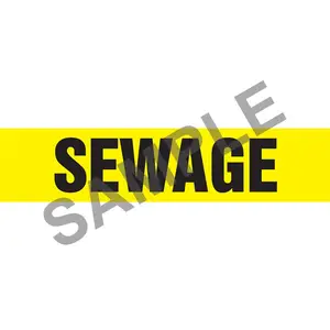 Sewage Pipe Marker - ASME/ANSI - Self-Stick, Vinyl, 1.5" x 8", Yellow Main Image