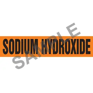 Sodium Hydroxide Pipe Marker - ASME/ANSI - Self-Stick, Vinyl, 1.5" x 8", Orange Main Image