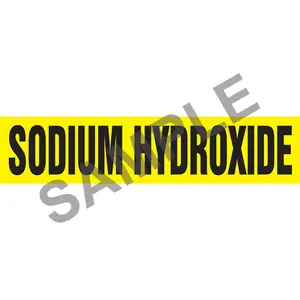 Sodium Hydroxide Pipe Marker - ASME/ANSI - Self-Stick, Vinyl, 1.5" x 8", Yellow Main Image