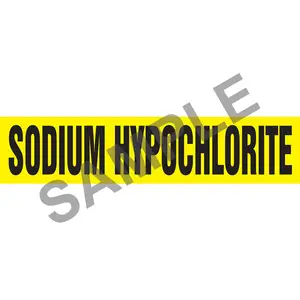Sodium Hypochlorite Pipe Marker - ASME/ANSI - Self-Stick, Vinyl, 4" x 24", Yellow Main Image