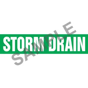 Storm Drain Pipe Marker - ASME/ANSI - Self-Stick, Vinyl, 4" x 24", Green Main Image