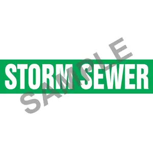 Storm Sewer Pipe Marker - ASME/ANSI - Self-Stick, Vinyl, 2.5" x 12", Green Main Image