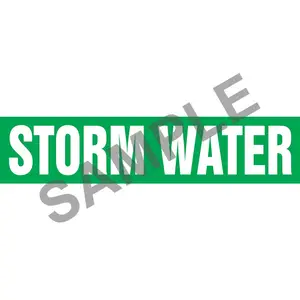 Storm Water Pipe Marker - ASME/ANSI - Self-Stick, Vinyl, 2.5" x 12", Green Main Image