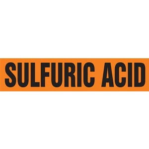 Sulfuric Acid Pipe Marker - ASME/ANSI - Self-Stick, Vinyl, 4" x 24", Orange Main Image