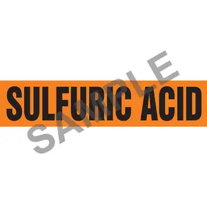Sulfuric Acid Pipe Marker - ASME/ANSI - Self-Stick, Vinyl, 4" x 24", Orange Main Image