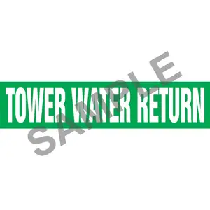 Tower Water Return Pipe Marker - ASME/ANSI - Self-Stick, Vinyl, 1" x 8", Green Main Image
