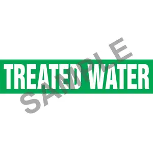 Treated Water Pipe Marker - ASME/ANSI - Self-Stick, Vinyl, 1" x 8", Green Main Image