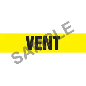 Vent Pipe Marker - ASME/ANSI - Self-Stick, Vinyl, 2.5" x 12", Yellow Main Image