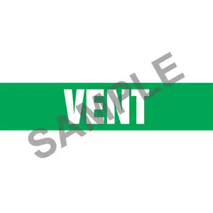 Vent Pipe Marker - ASME/ANSI - Self-Stick, Vinyl, 2.5" x 12", Green Main Image