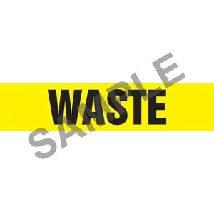 Waste Pipe Marker - ASME/ANSI - Self-Stick, Vinyl, 1" x 8", Yellow Main Image